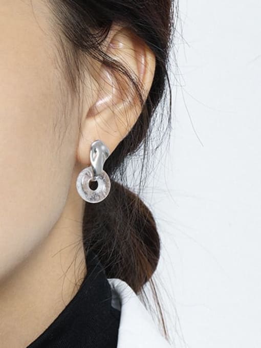 DAKA 925 Sterling Silver imitation Crystal Geometric Vintage Drop Earring 3