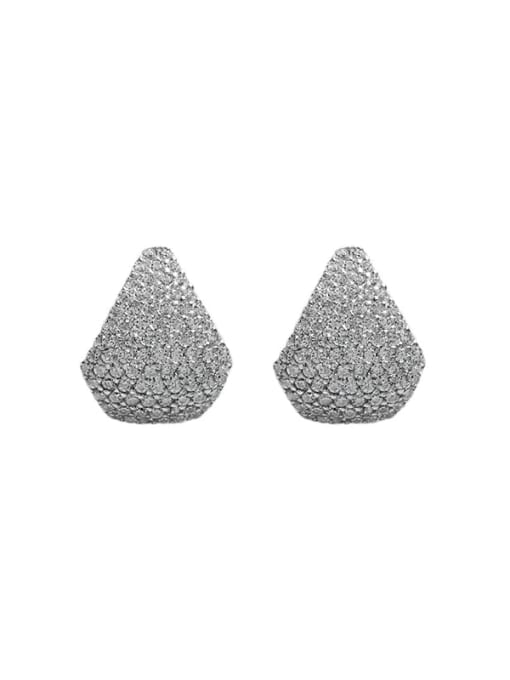White gold 925 Sterling Silver Cubic Zirconia Triangle Dainty Stud Earring