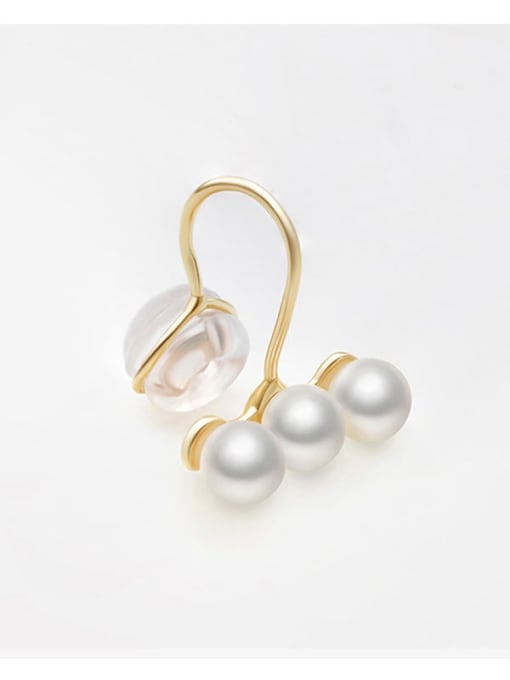 LI MUMU Brass Imitation Pearl Geometric Minimalist Clip Earring(Single) 3