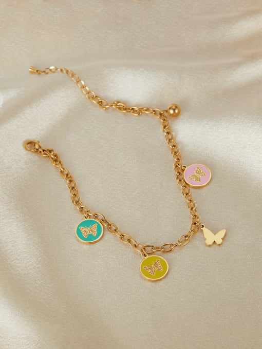 Open Sky Brass Enamel  Butterfly Minimalist Anklet 2