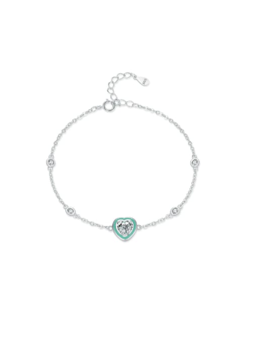 MODN 925 Sterling Silver Enamel Heart Minimalist Link Bracelet 0