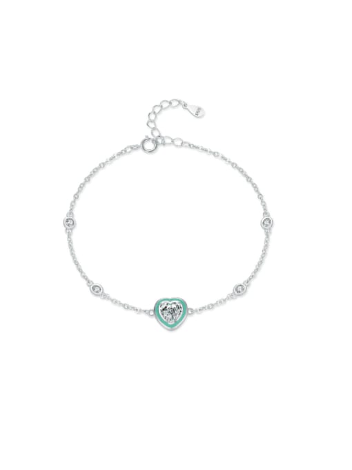 MODN 925 Sterling Silver Enamel Heart Minimalist Link Bracelet