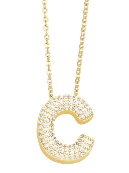 CC Brass Cubic Zirconia Letter Trend Necklace 3