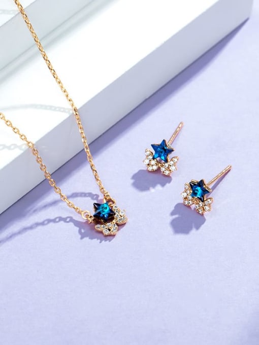 XP Alloy Crystal Dainty Star Earring and Necklace Set 2
