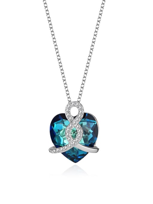 JYXZ 021 (Gradient Blue) 925 Sterling Silver Austrian Crystal Heart Classic Necklace