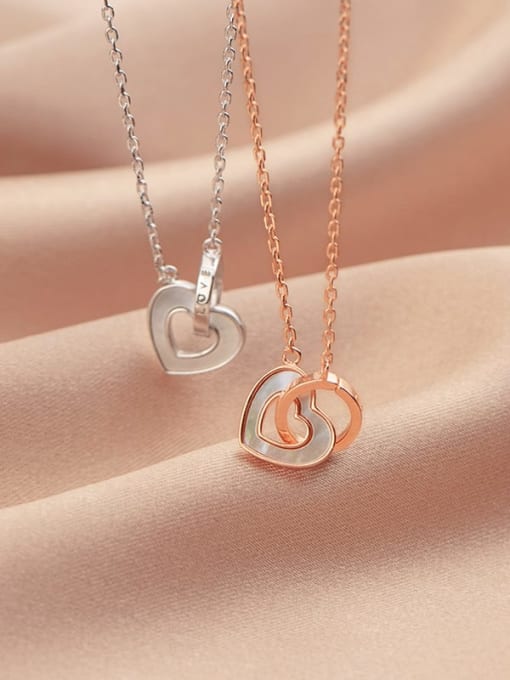 Rosh 925 Sterling Silver Shell Heart Minimalist Necklace 1