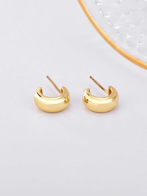 Golden color 925 Sterling Silver Geometric Minimalist Stud Earring