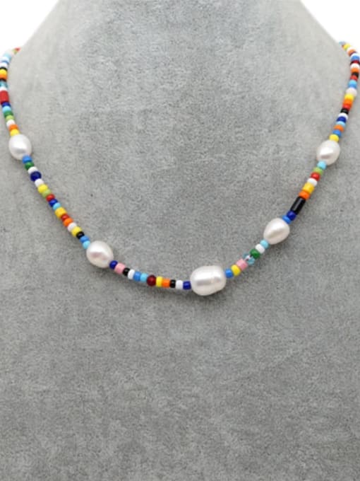 MMBEADS Bohemia  Irregular Freshwater Pearl Multi Color  Miyuki beads  Necklace 2