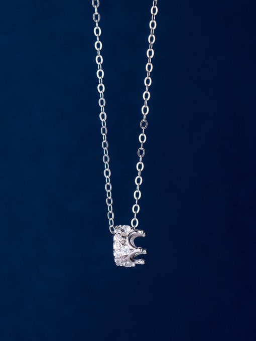 Rosh 925 Sterling Silver Cubic Zirconia Minimalist Crown Pendant Necklace 3