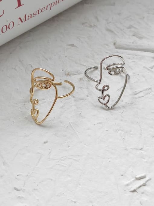 Boomer Cat 925 Sterling Silver Hollow Face Minimalist Free Size Midi Ring 1