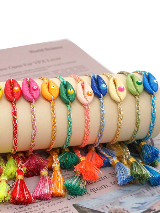 Roxi Multi Color Polymer Clay Irregular Bohemia Handmade Weave Bracelet 2