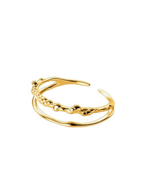 double layer gold 925 Sterling Silver Irregular Minimalist Stackable Ring