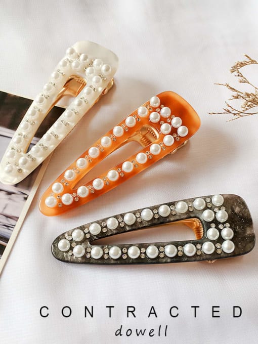 Chimera Cellulose Acetate Alloy Ethnic Water Drop  Imitation Pearl Hair Barrette 2