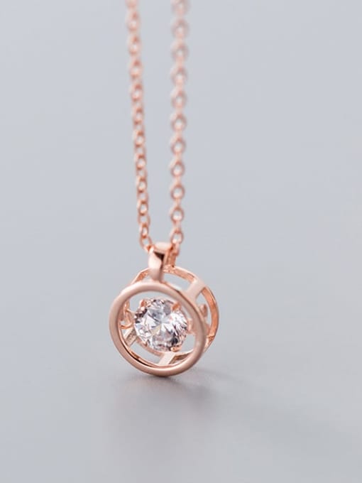 Rosh 925 Sterling Silver Cubic Zirconia Round  Necklace