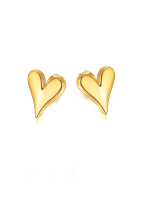 773 Gold Earrings Titanium Steel Heart Minimalist Stud Earring