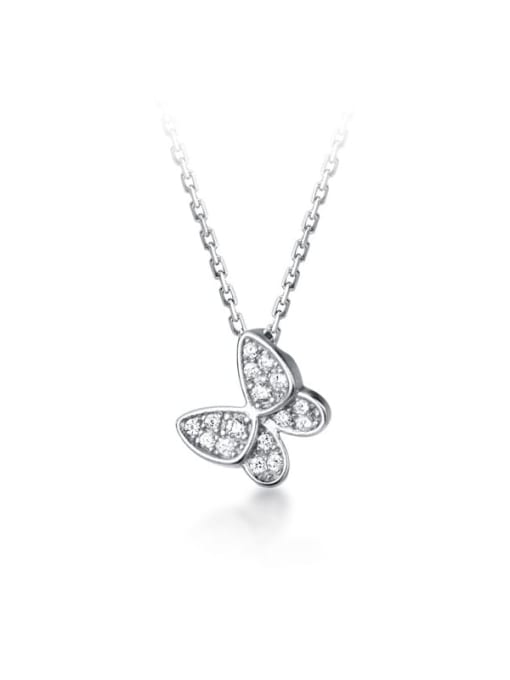 Rosh 925 Sterling Silver Rhinestone White Butterfly Cute Pendant Necklace 1