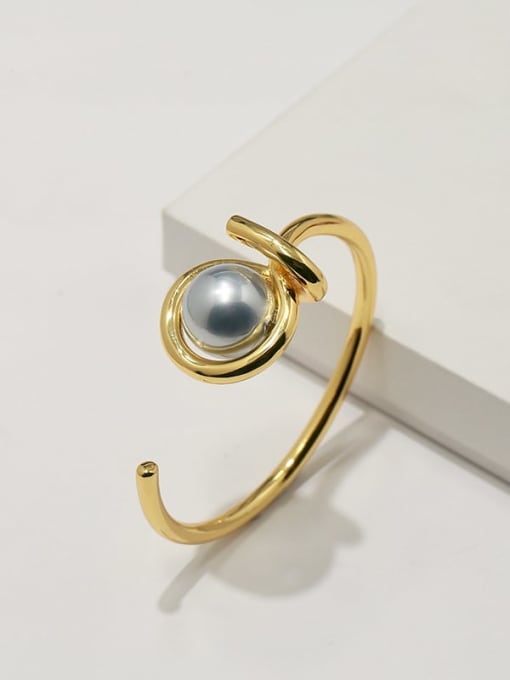 Golden Grey Pearl Copper Imitation Pearl White Irregular Minimalist Adjustable Bracelet