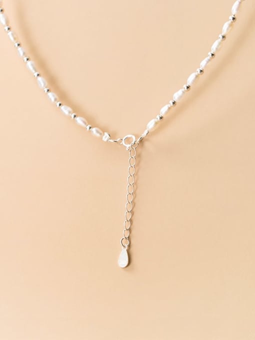 Rosh 925 Sterling Silver Imitation Pearl Heart Minimalist Choker Necklace 3