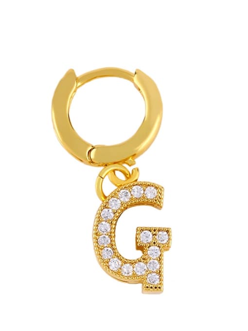 G Brass Cubic Zirconia Letter Ethnic Huggie Earring