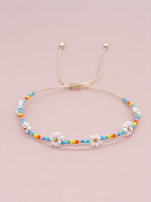 MI B220057A Miyuki Millet Bead Multi Color Flower Bohemia Adjustable Bracelet
