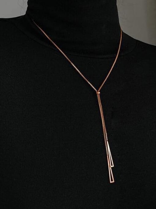 A TEEM Titanium Steel Tassel Minimalist Lariat Necklace 0