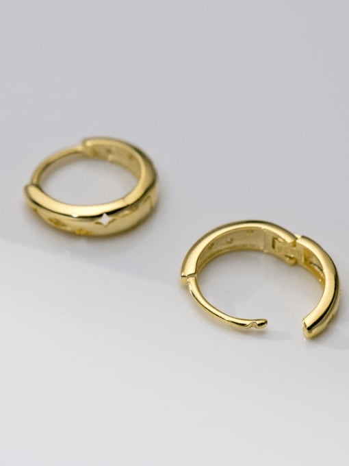 Gold 925 Sterling Silver Geometric Minimalist Huggie Earring