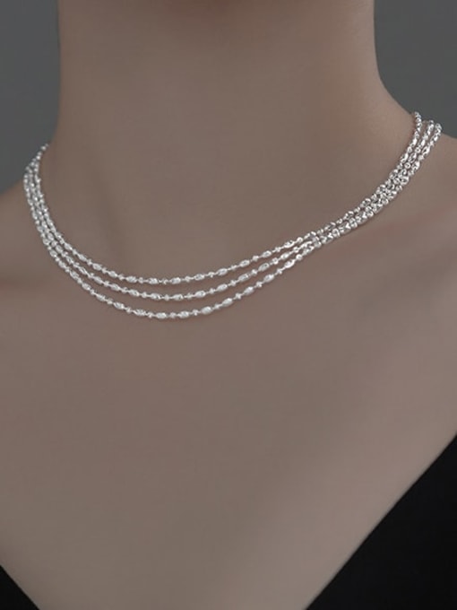 Rosh 925 Sterling Silver Bead Geometric Minimalist Necklace 1