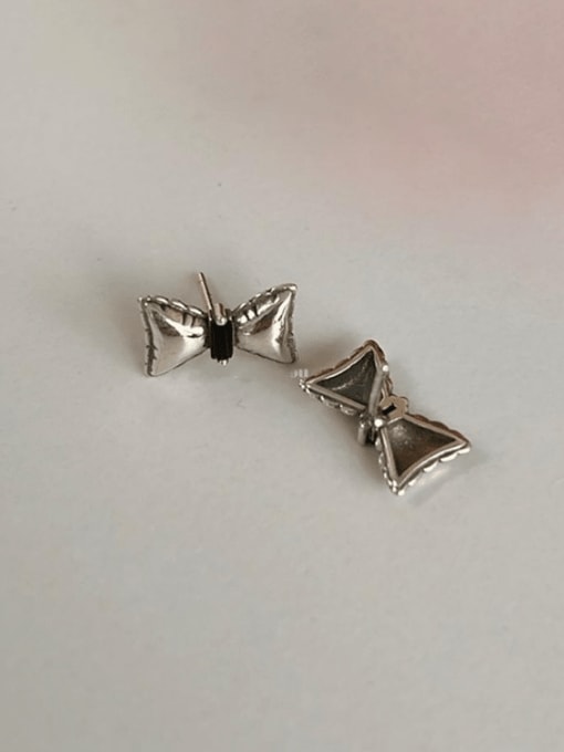 Boomer Cat 925 Sterling Silver Bowknot Vintage Stud Earring 0