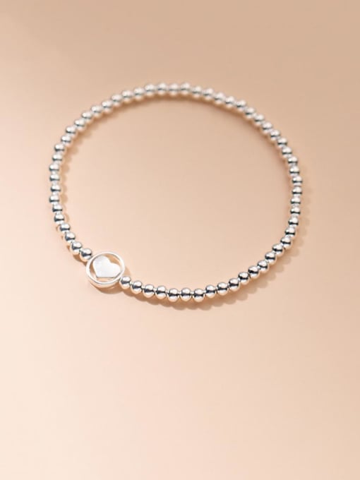 Rosh 925 Sterling Silver Bead Geometric Minimalist Beaded Bracelet