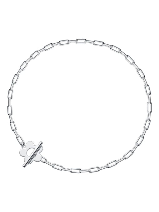 Rosh 925 Sterling Silver Minimalist Flower  Hollow Chain  Anklet