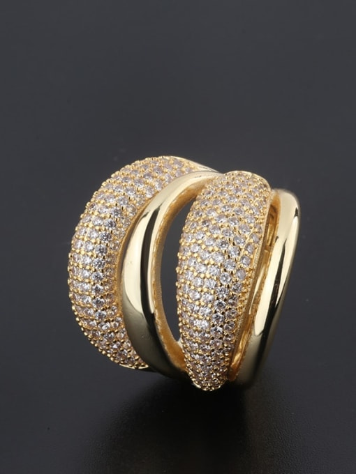 ROSS Brass Cubic Zirconia Geometric Luxury Statement Ring 0