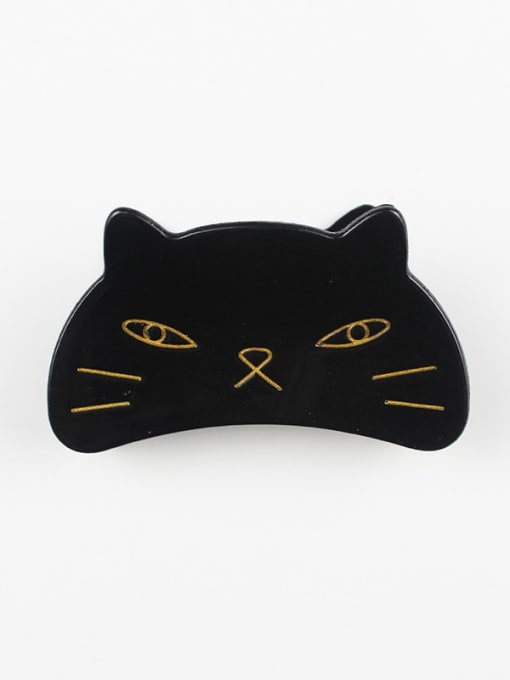 black Cellulose Acetate Cute Cat Zinc Alloy Jaw Hair Claw