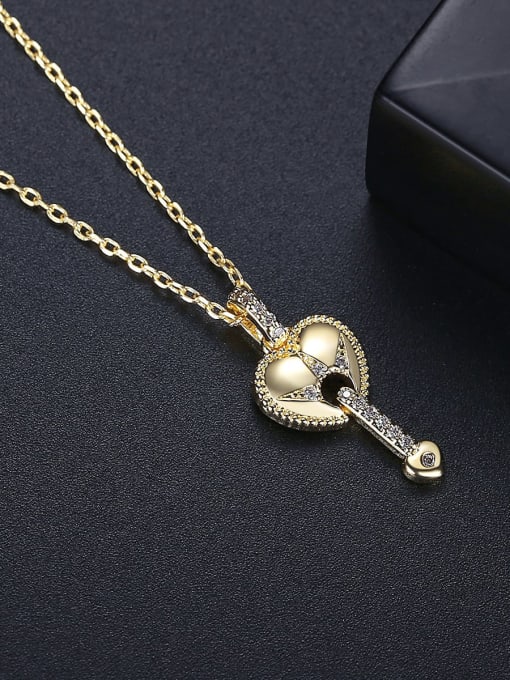 BLING SU Brass Cubic Zirconia Heart Minimalist Necklace 2