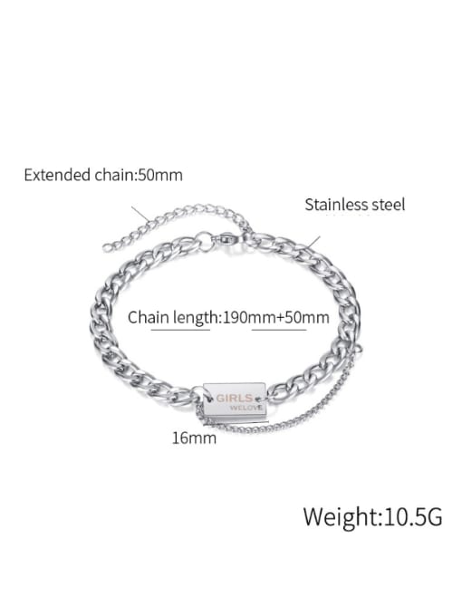 Open Sky Titanium Steel Double Layer Geometric Chain Hip Hop Link Bracelet 2