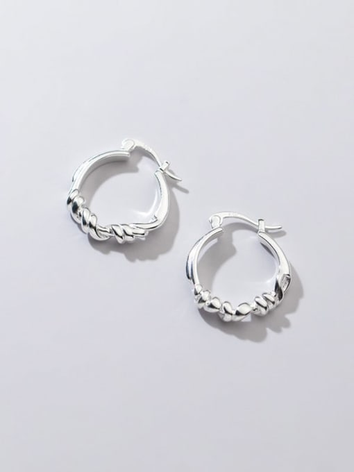 Rosh 925 Sterling Silver Twist Geometric Minimalist Huggie Earring 1