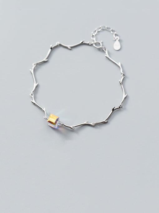 Rosh 925 Sterling Silver Yellow Crystal  Minimalist Personality branch  Bracelet 0