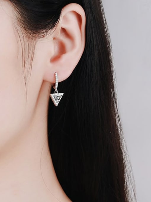 MOISS 925 Sterling Silver Moissanite Triangle Dainty Huggie Earring 1