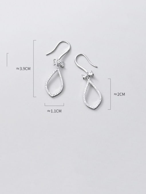 Rosh 925 Sterling Silver Cubic Zirconia White Water Drop Minimalist Hook Earring 1