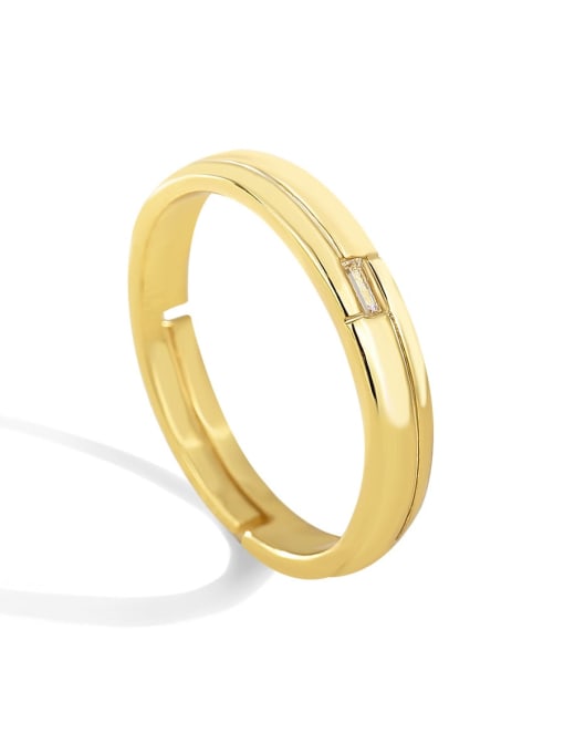 Gold Diamond Ring Brass Geometric Minimalist Band Ring