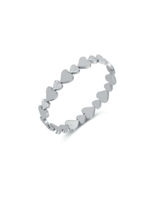 GH1084 steel Stainless steel Cubic Zirconia Heart Minimalist Band Bangle