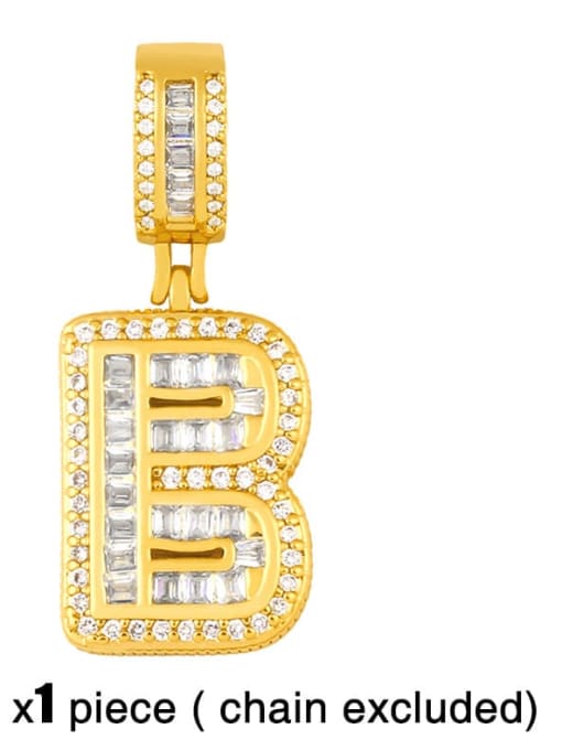 B (excluding chain) Brass Letter  Cubic Zirconia Vintage Pendant