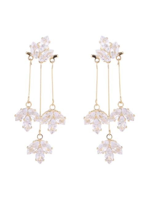 Luxu Brass Cubic Zirconia Flower Minimalist Cluster Earring 3
