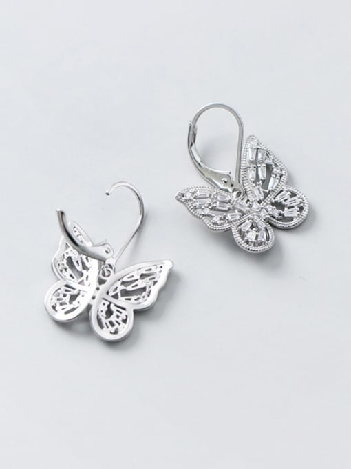 Rosh 925 Sterling Silver Cubic Zirconia Butterfly Dainty Huggie Earring 2