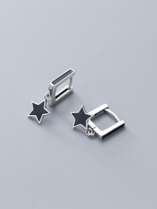 Rosh 925 Sterling Silver Black Enamel Geometric Minimalist Stud Earring 1
