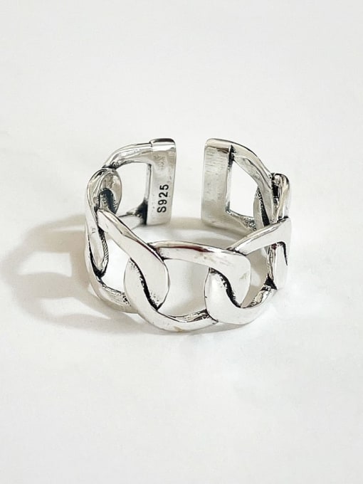 Chain Ring J549 925 Sterling Silver Geometric Vintage Band Ring