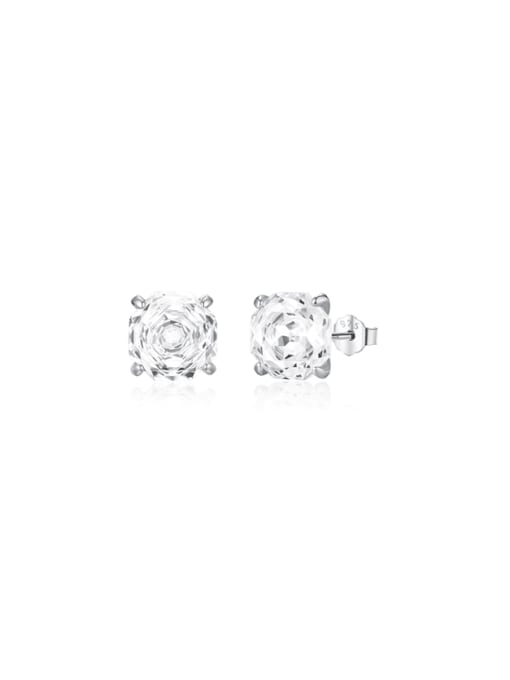 8MM 925 Sterling Silver Cubic Zirconia Flower Dainty Stud Earring
