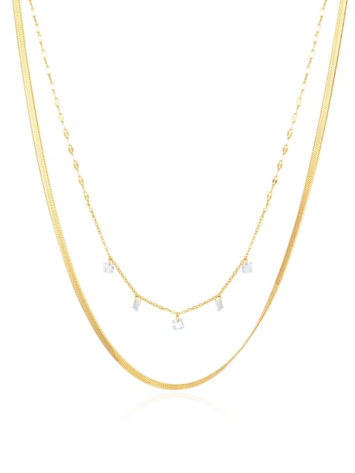 2160 gold necklace Titanium Steel Minimalist snake bone chain  Necklace