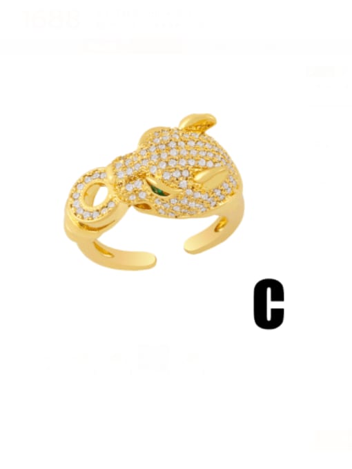 CC Brass Cubic Zirconia Leopard Vintage Band Ring 3