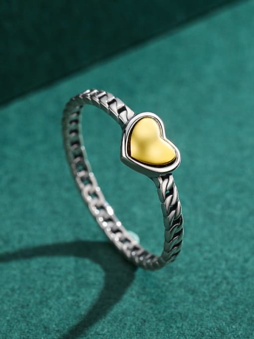 MODN 925 Sterling Silver Heart Vintage Band Ring 3