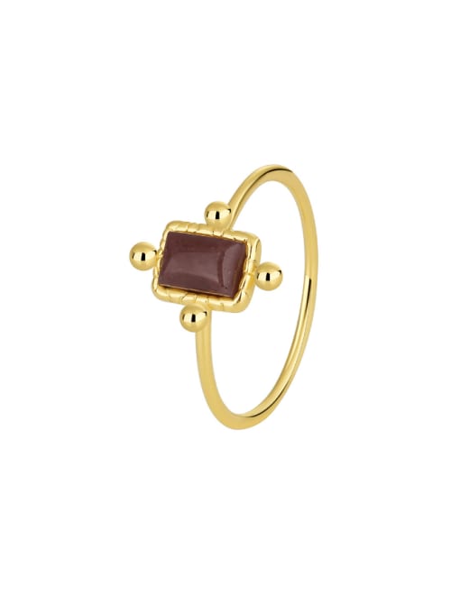 Gold Coffee Drip Gel Ring Brass Enamel Geometric Vintage Band Ring